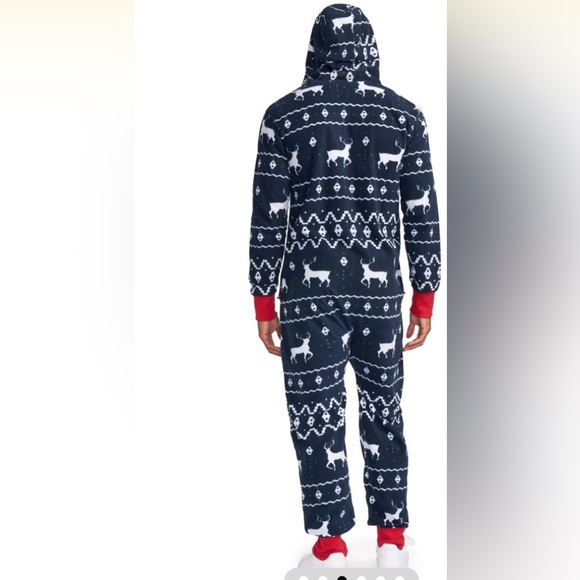 Tipsy Elves Men’s Reindeer Sweatshirt Jumpsuit SZ M Navy Red White - Picture 2 of 7